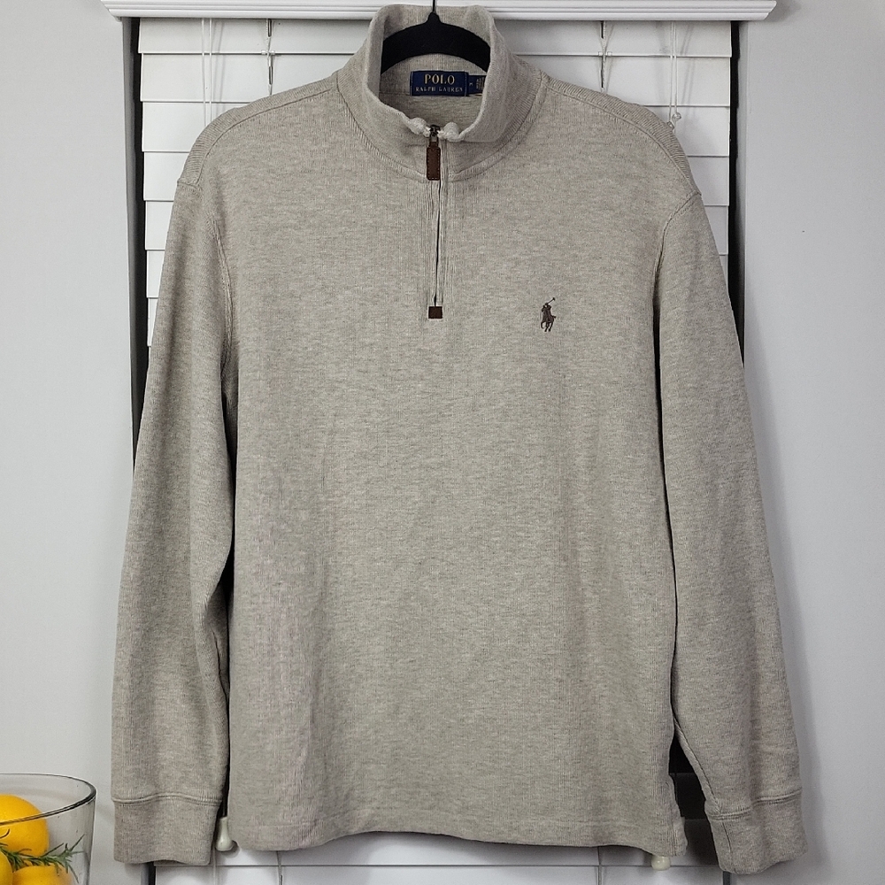 Polo by Ralph Lauren‎ Men’s Heather Gray Quarter-Zip Sweater. Size M